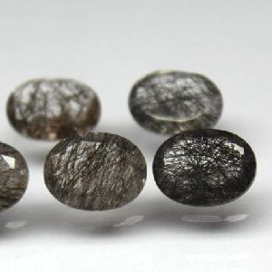 4x3mm Natural Black Rutile Oval Faceted Cut Gemstone