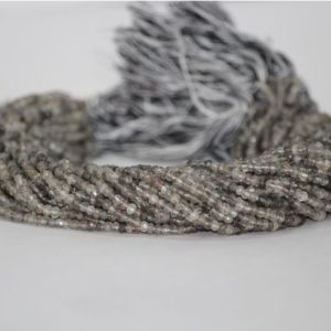 Natural Black Rutile Faceted Rondelle Beads 4mm