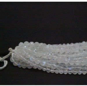 Natural Rainbow Moonstone Faceted Round Beads 5mm