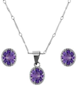 Amethyst Gemstone Jewelry Set Pendant