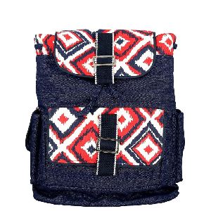 Bags Screen Printed Denim Aztec Cotton Canvas Backpack