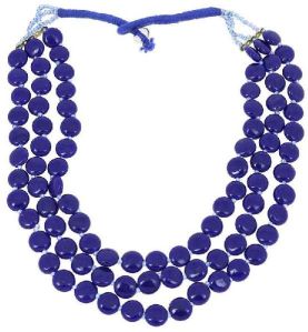 Blue Bead Multi Layered Statement Necklace