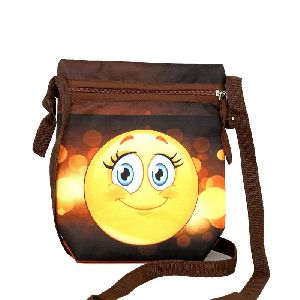 Digitally Printed Smiley Girl Sacthel Bag