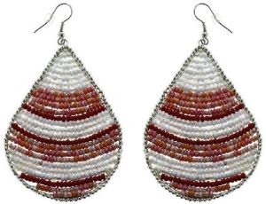 Large Beaded Dangle Teardrop Earrings