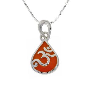 Pendant Om Charm Necklace Chain Sterling Silver