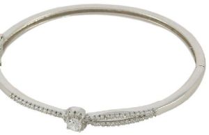 Sterling Silver CZ Floral Cuff Bracelet Bangle