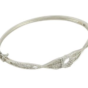 terling Silver CZ Cuff Bracelet Bangle Floral