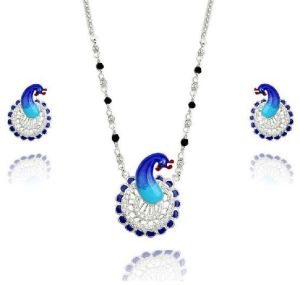 terling Silver CZ Necklace Earring Set