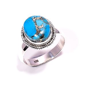 Blue Copper Turquoise Gemstone Ring
