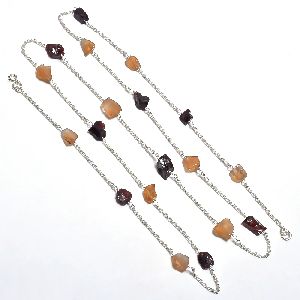 Garnet Citrine Raw Gemstone Necklace