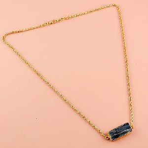Kyanite Raw Gemstone Gold Plated Necklace
