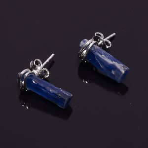 925 Sterling Silver Raw Blue Kyanite Gemstone Stud Earrings Distributor