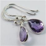 925 Solid Sterling Silver Fabulous Earrings Natural AMETHYST Gemstones