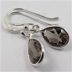 FINE EDH 925 Solid Sterling Silver SMOKY QUARTZ PearConcave Gems Pretty Earring