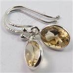 Genuine Fire CITRINE Gemstone Little Earrings 925 Solid Sterling Silver