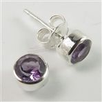 Small Pretty Stud Post Earrings 925 Sterling Silver Natural AMETHYST Gemstone