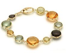 Natural Multi Stone Gold Plated Bracelet