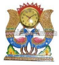 Handmade Wooden Peacock Shaped Wall Clock