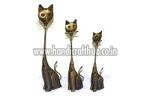 Set of Three Iron Handcrafted Cat Statue