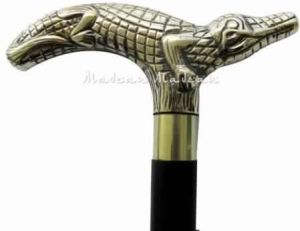 Brass Alligator Cane Walking Stick