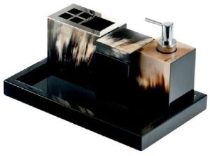 Dark Horn & Lacquer Bathroom set