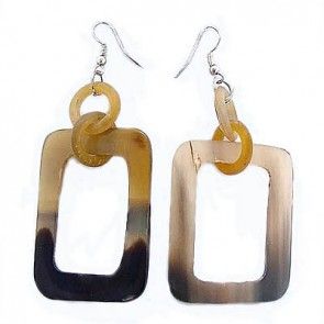 Natural Horn Rectangle Earrings