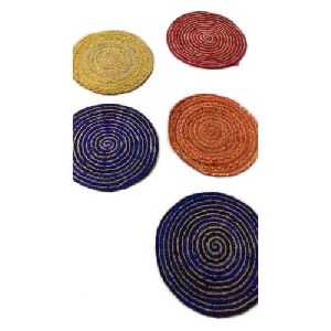 Round Jute Leather Carpet