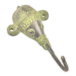Brass Elephant Head Design Hooks