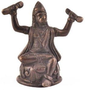 Brass Hanuman Singing Bhajans Of His Lord Statue