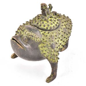 Brass Rare Tribal Frog Storage Box