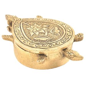 Brass Tortoise Turtle Shaped Sindoor Kumkum Box