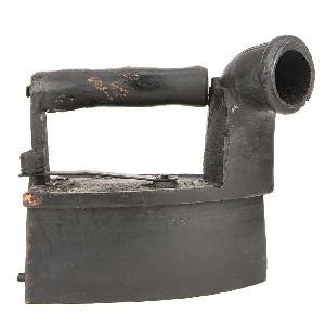 Coal Fired Clothes Press Cast Iron with Wooden Handle and Chimney