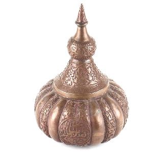 Copper Hand Chased and Repousse Vase with Lid