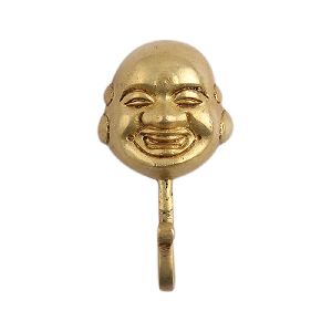 Laughing Buddha Brass Wall Hook