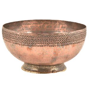 Starry Pattern Border Engraved On Rim OF Copper Bowl