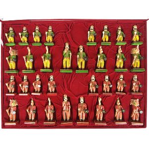 Vintage Camel Bone Chess Set With Players