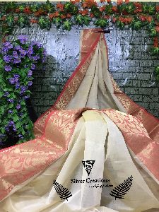pure tussar silk saree with motif weaving all over saree