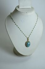 blue amethyst turquoise pendant Necklace