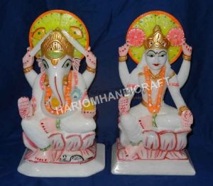 Albastore Marble Laxmi Ganesh God Statue