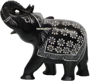 Elephant Rare Hand Carving Work Marble Black Stone
