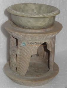 Aroma hand Carved Work Marble Candle Stand