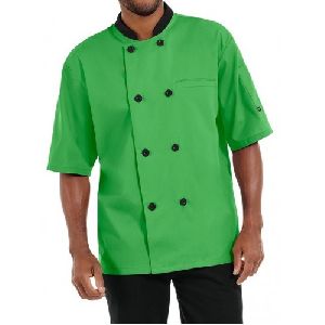 Chef Coat P Green Short Sleeve Twill Weave Fabric Suzuki Mills