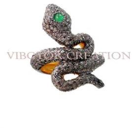 Diamond Pave New Tsavorite Gemstone Eye Ring