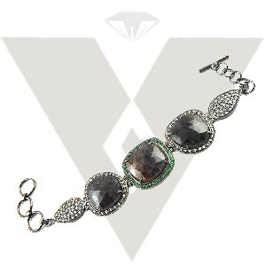 Natural Multi Sapphire Gemstone 92.5 Sterling Silver Handmade Gorgeous Bracelet