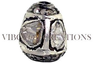 Polki Diamond Rosecut Diamond Bead Ball Pave Diamond Pave Setted Bead 925 Silver