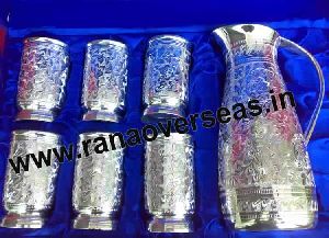 Silver Plated Jug With Glasses