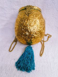 Brass Embossed Pot Purse