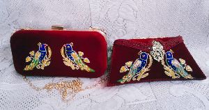 Peacock Embroidered Clutch Purse