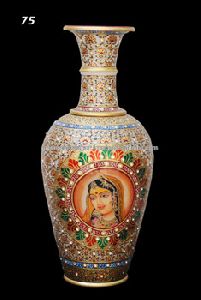 24K Golden Work Beautiful Marble Vase West indian Art Floral Pot