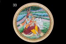 HAND PAINTED HOME DECOR SPRITUAL LORD KRISHNA PORTRAIT ON MARBLE